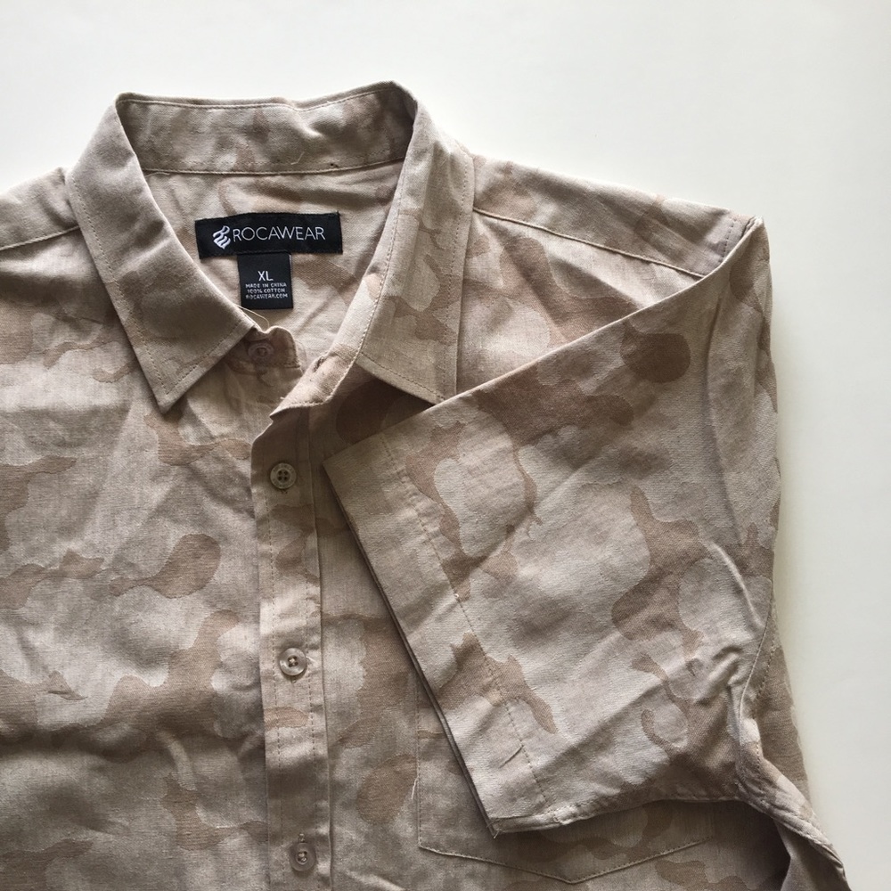 Tan Short-Sleeved Button-Up